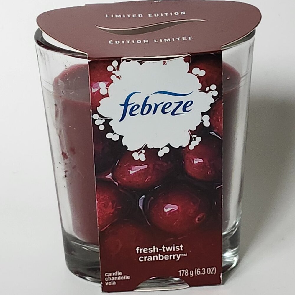 FEBREZE Fresh Twist Cranberry Candle BNIP Limited Edition Two Wick Candle 178g